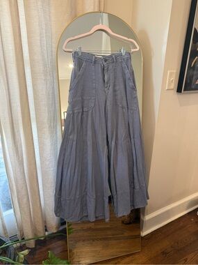 Anthropologie Pilcro light gray high-rise wide leg trousers